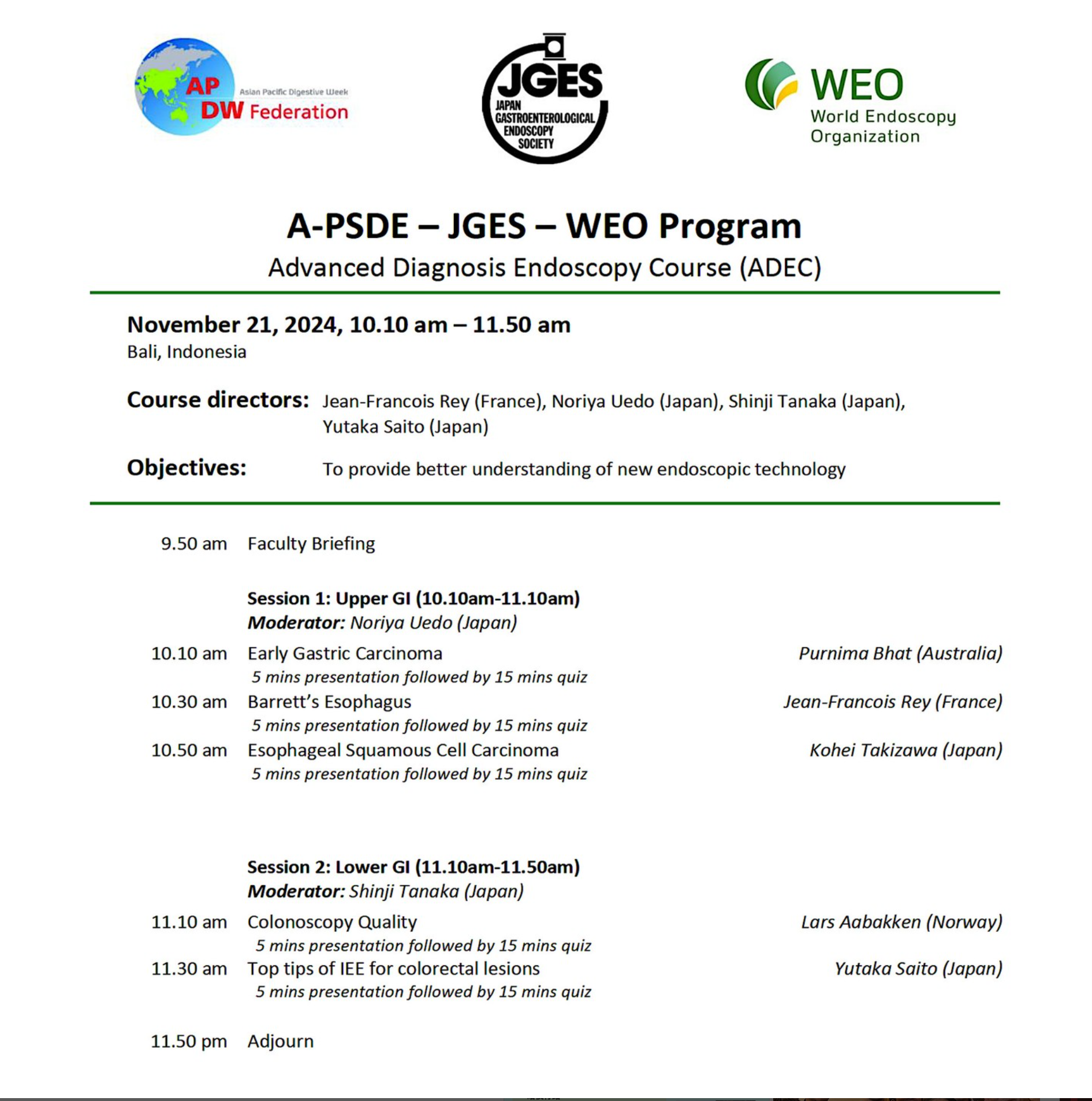 A-PSDE-JGES-WEO Program